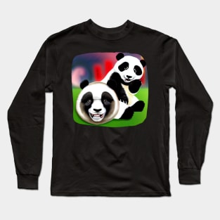 Aliens Panda Smilling Long Sleeve T-Shirt